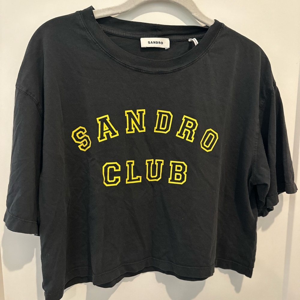 Sandro Club cropped black tee 100% Cotton